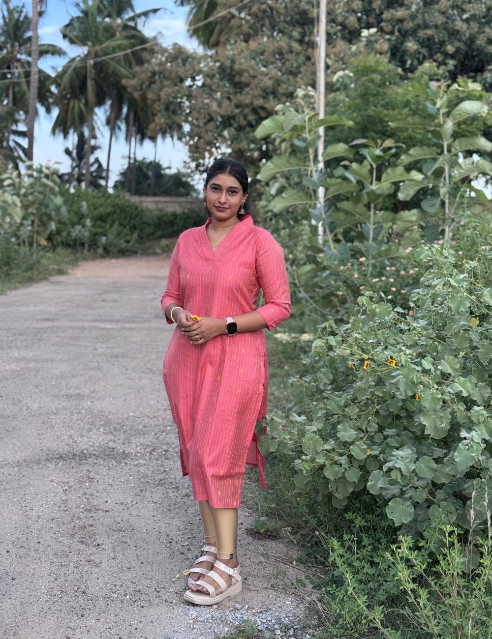 Coral Pink Tussar Kurti