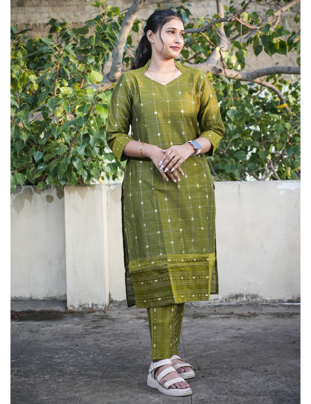 Olive green Kurti with Pant
