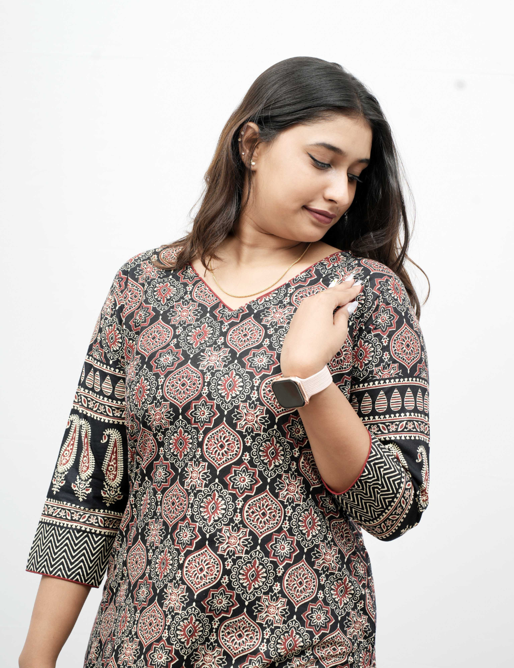 Black Ajrakh Cotton Kurti
