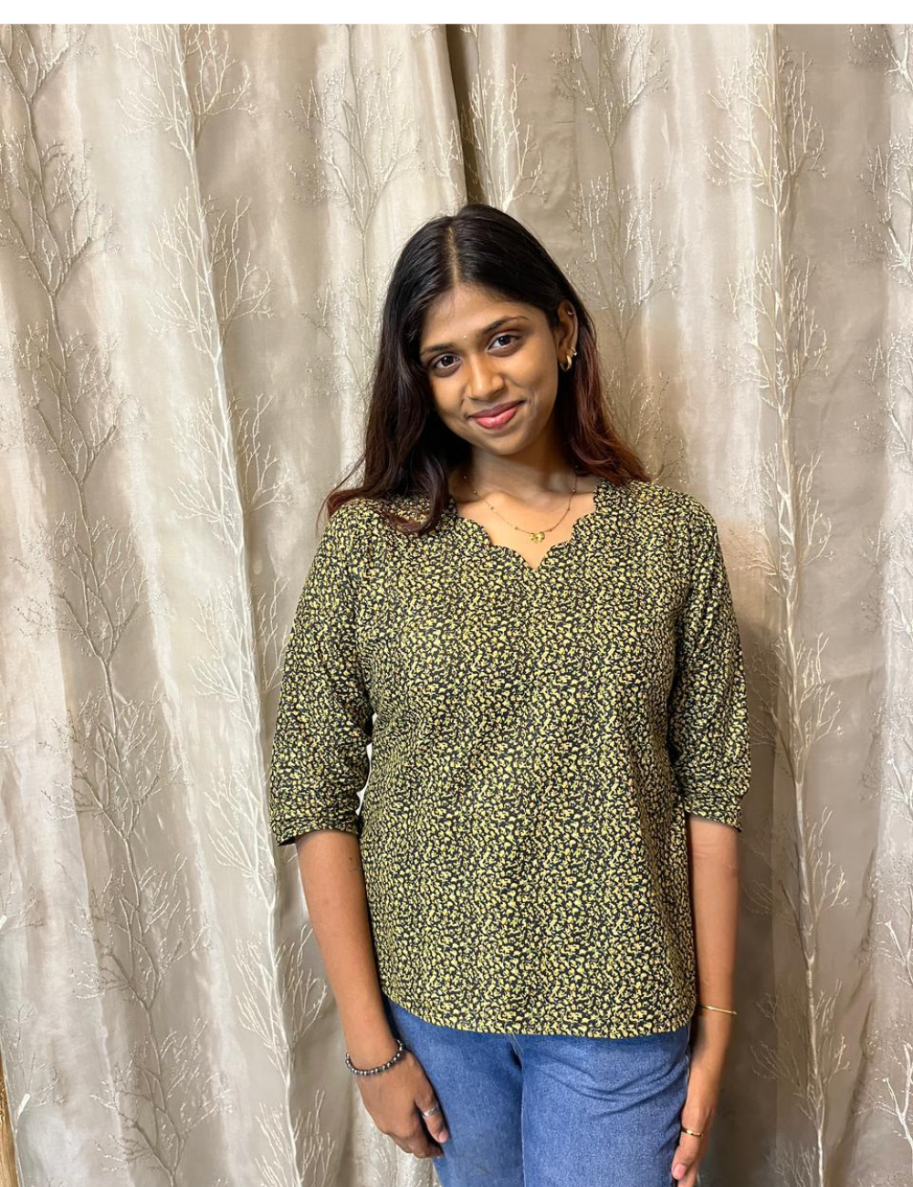 Jaipur Cotton Short Top – Deep Olive Green