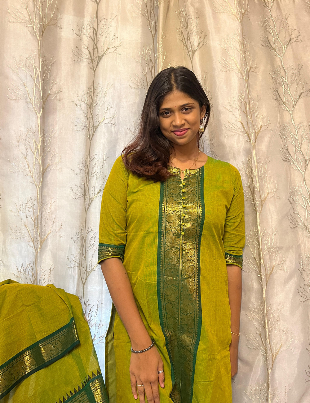 Kanchi Cotton Zari Salwar Set – Green