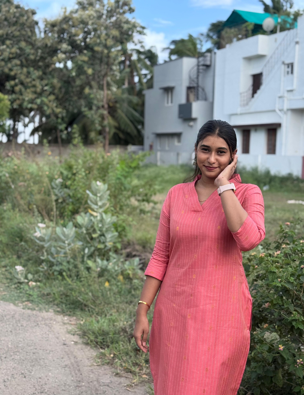 Coral Pink Tussar Kurti