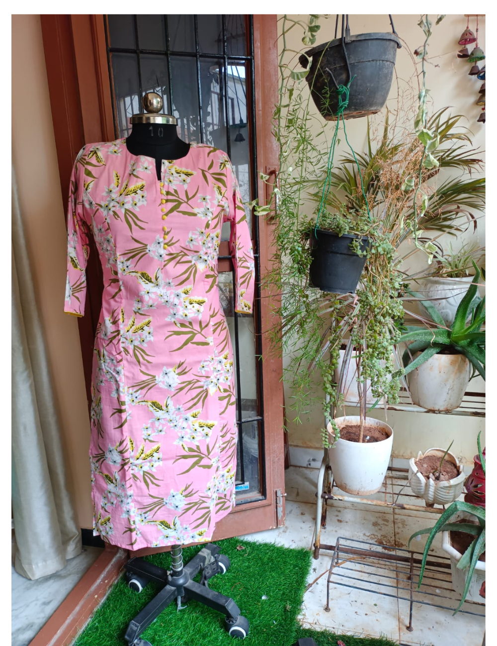 Pink Princess Cut Jaipur Cotton Kurti with Lining