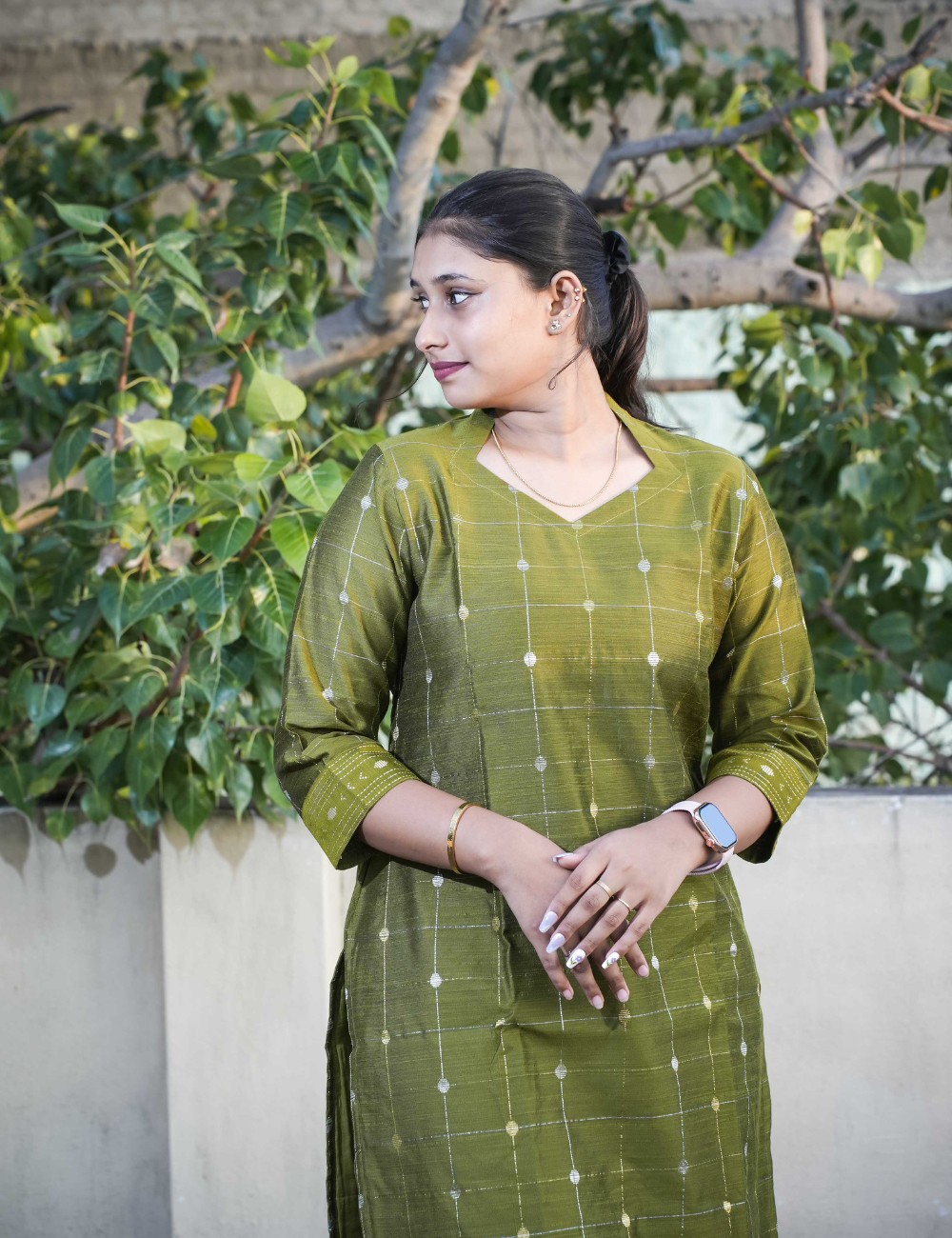 Olive green Kurti with Pant