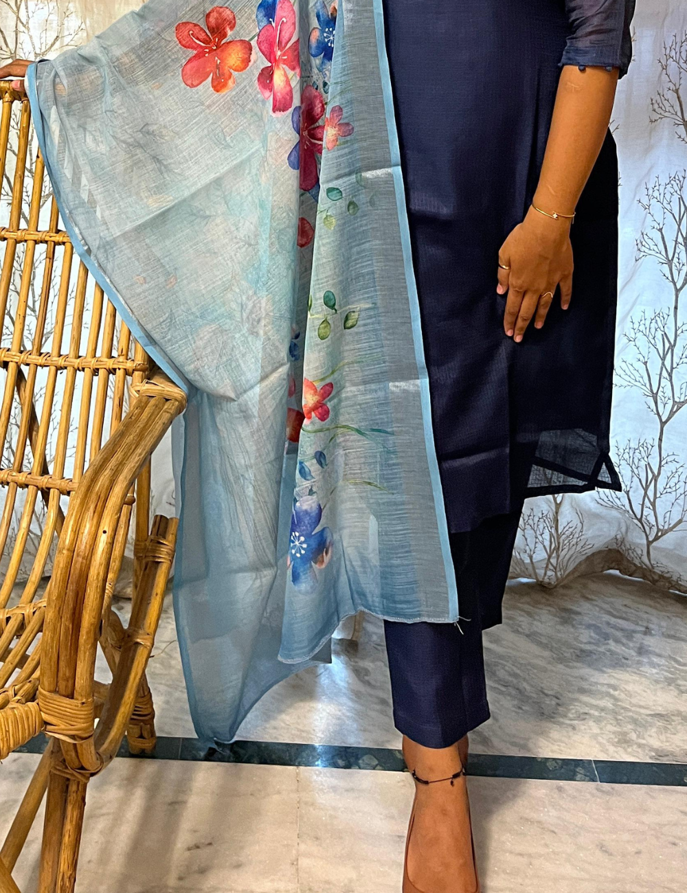 Navy Blue Kota Salwar Full Set