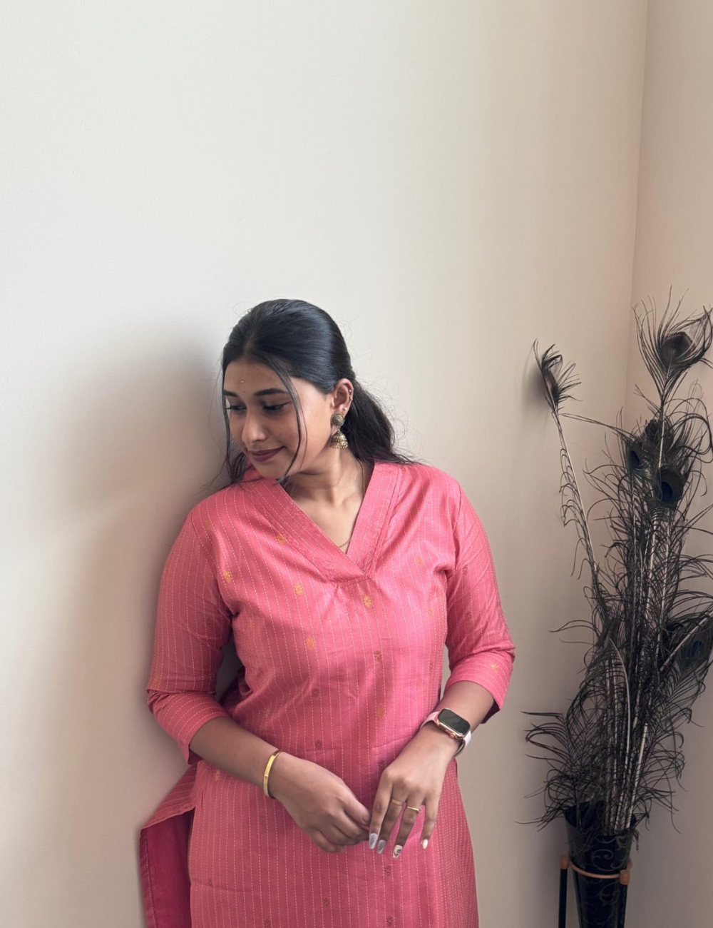 Coral Pink Tussar Kurti