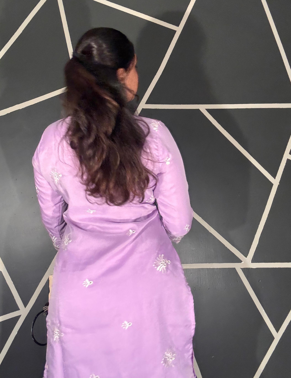 Lavender Soft Organza Cutwork Kurti