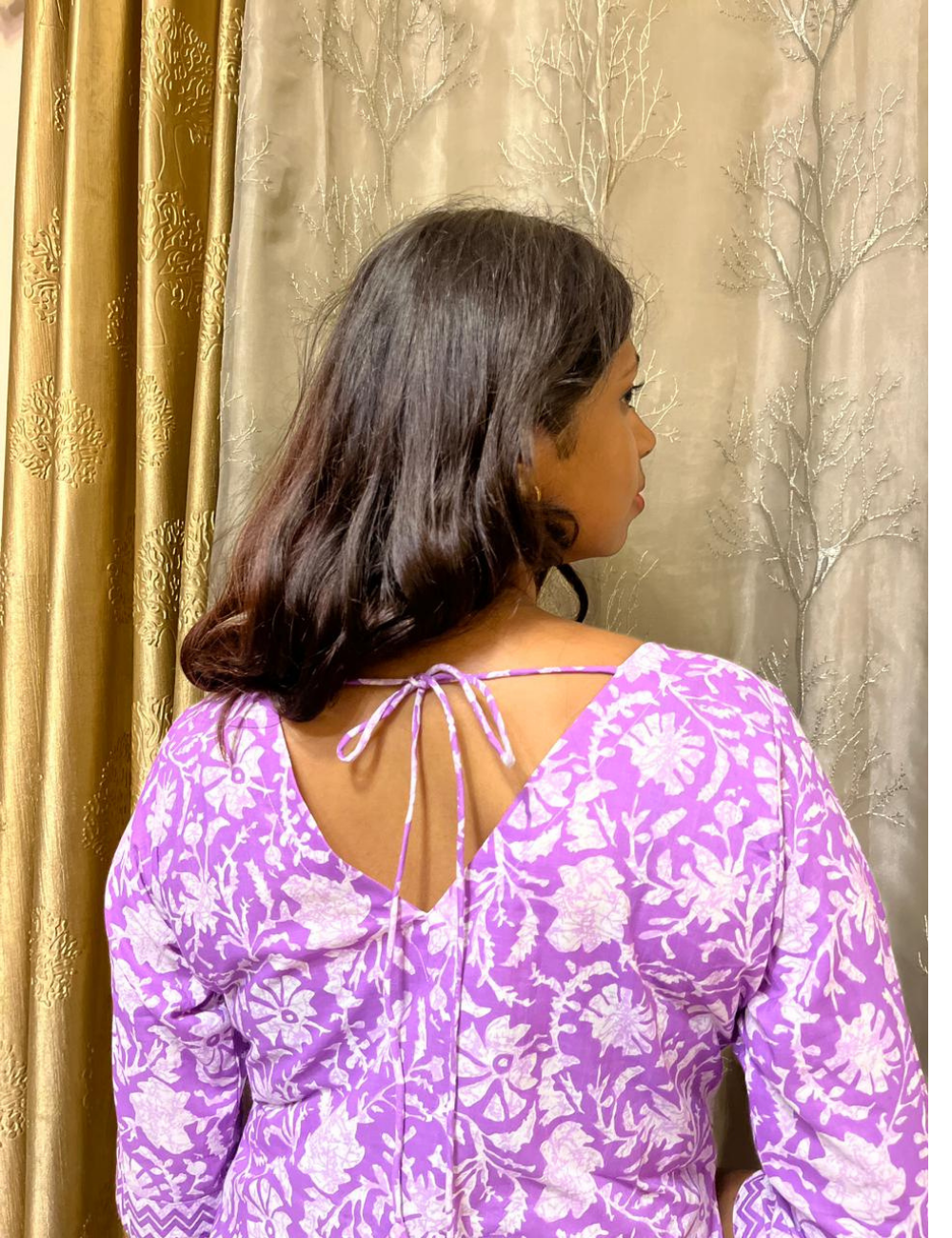 Purple Floral Jaipur Cotton Straight-Cut Set