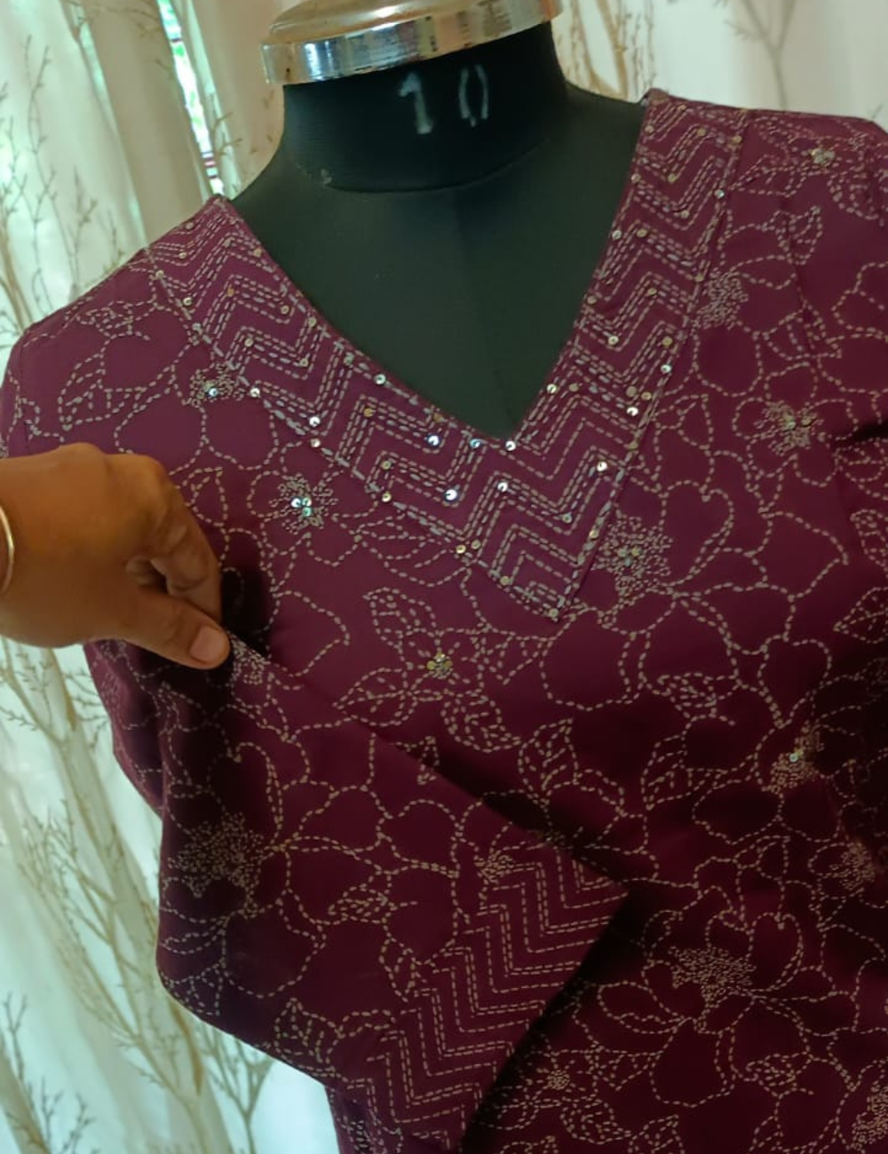 Maroon Wine Jaipur Cotton Straight Cut Kurti Set