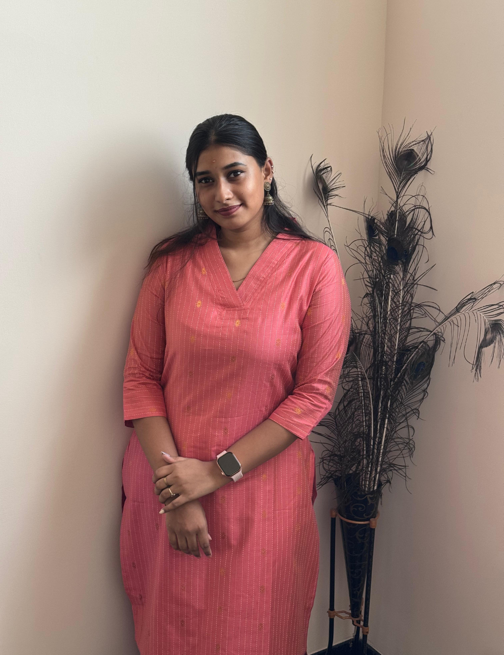 Coral Pink Tussar Kurti