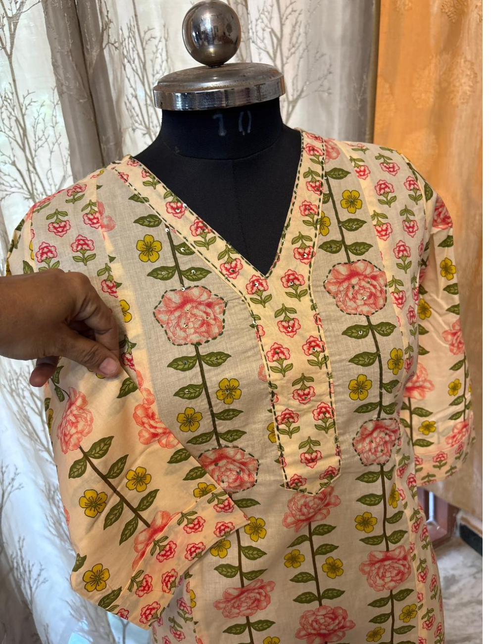 Jaipur Cotton Straight Cut Kurti Set – Peach