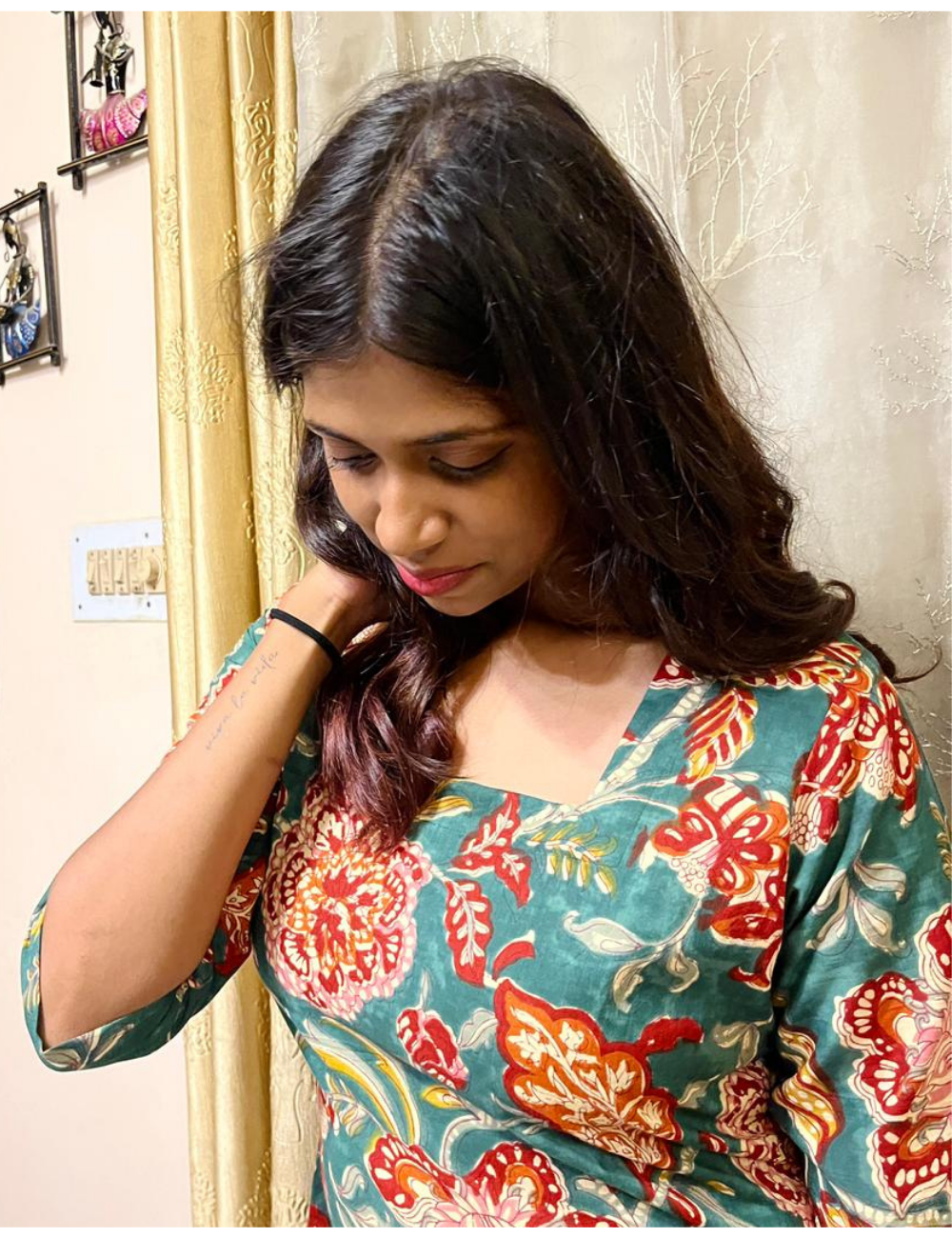 Green Floral Jaipur Cotton Straight-Cut Kurthi