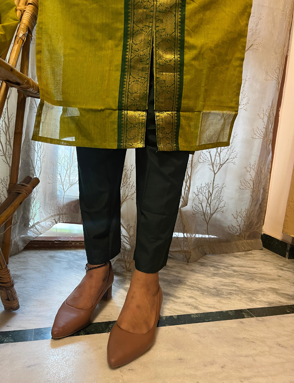 Kanchi Cotton Zari Salwar Set – Green